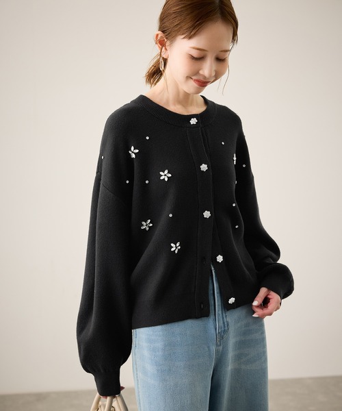セール】ビジューニットカーディガン（カーディガン/ボレロ）｜ROPE