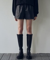 BANDING LEATHER HALF PANTS_BLACK