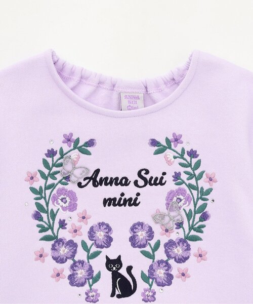 ANNA SUI mini(アナスイ・ミニ)の「【あったか】ドリーミーネコ刺しゅうトレーナー(スウェット・キッズ・ラベンダー/ライトブルー・85-95cm/100-110cm/120cm/130cm/140cm)」の4枚目の写真
