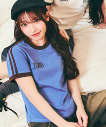 1993STUDIO（1993スタジオ）の「93トラッククロップリンガーTシャツ_ヴィンテージブルー（Tシャツ/カットソー）」