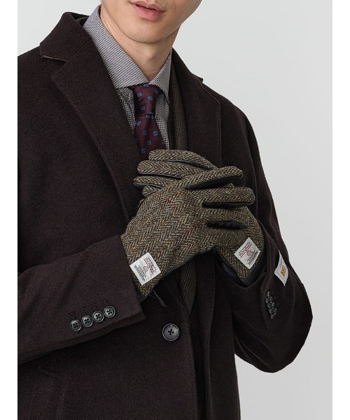 Perfect Suit FActory(パーフェクトスーツファクトリー)の「【HARRIS TWEED/ハリスツイード】ウールグローブ ブラック/ブラウン/ネイビー(手袋・メンズ・ブラック/ダークブラウン/グリーン・FREE)」の2枚目の写真