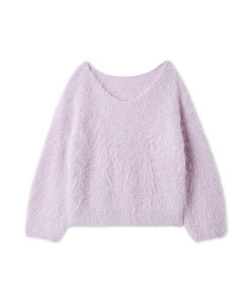 SNIDEL（スナイデル）の「【HIGH QUALITY】スリアルパカVネックプルオーバー（ニット/セーター・レディース・ピンク/ライラック/オフホワイト・F）」の2枚目の写真