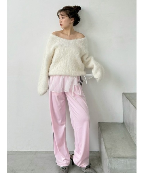 SNIDEL（スナイデル）の「【HIGH QUALITY】スリアルパカVネックプルオーバー（ニット/セーター・レディース・ピンク/ライラック/オフホワイト・F）」の7枚目の写真