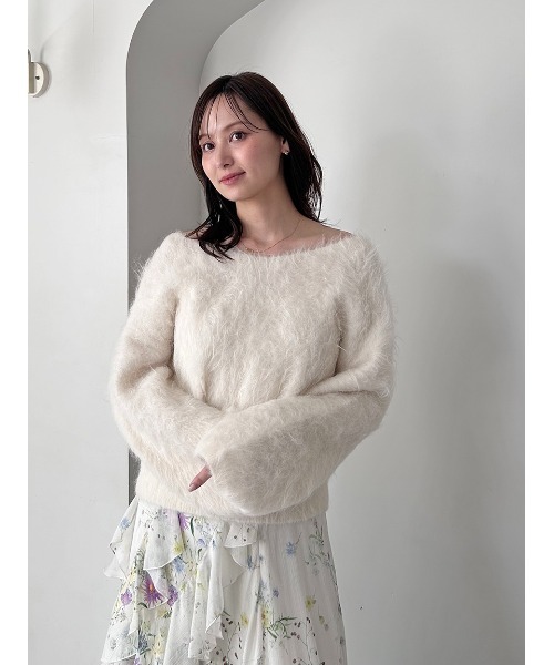 SNIDEL（スナイデル）の「【HIGH QUALITY】スリアルパカVネックプルオーバー（ニット/セーター・レディース・ピンク/ライラック/オフホワイト・F）」の8枚目の写真