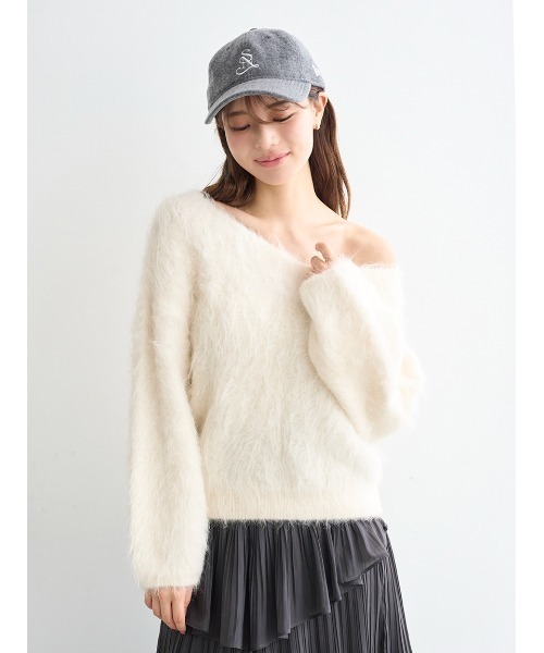 SNIDEL（スナイデル）の「【HIGH QUALITY】スリアルパカVネックプルオーバー（ニット/セーター・レディース・ピンク/ライラック/オフホワイト・F）」の14枚目の写真