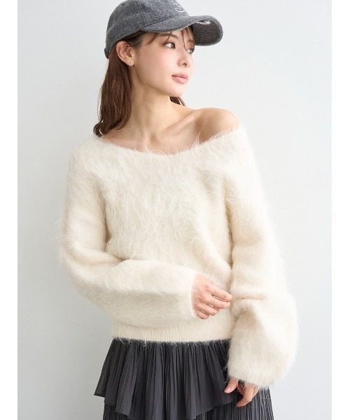 SNIDEL（スナイデル）の「【HIGH QUALITY】スリアルパカVネックプルオーバー（ニット/セーター・レディース・ピンク/ライラック/オフホワイト・F）」の21枚目の写真