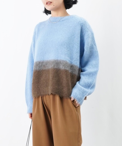 LUCA/LADY LUCK LUCA（ルカ/レディラックルカ）の「LC/LLL ツートンシャギーニットプルオーバー（ニット/セーター・レディース・ブルー/ブラック・FREE）」の9枚目の写真