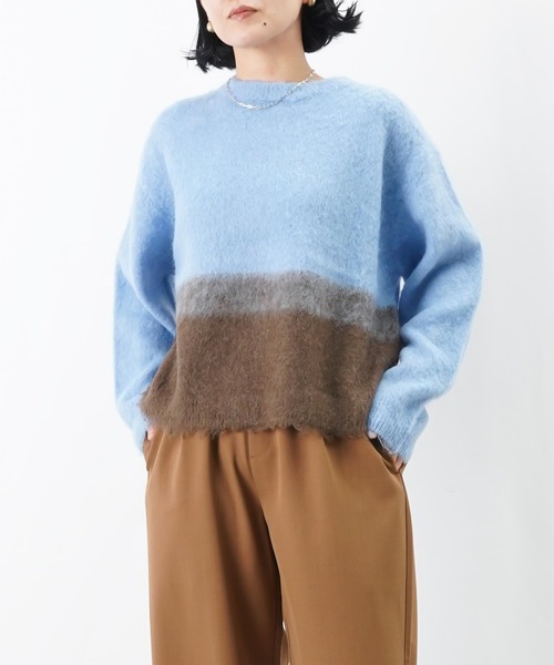 LUCA/LADY LUCK LUCA（ルカ/レディラックルカ）の「LC/LLL ツートンシャギーニットプルオーバー（ニット/セーター・レディース・ブルー/ブラック・FREE）」の11枚目の写真