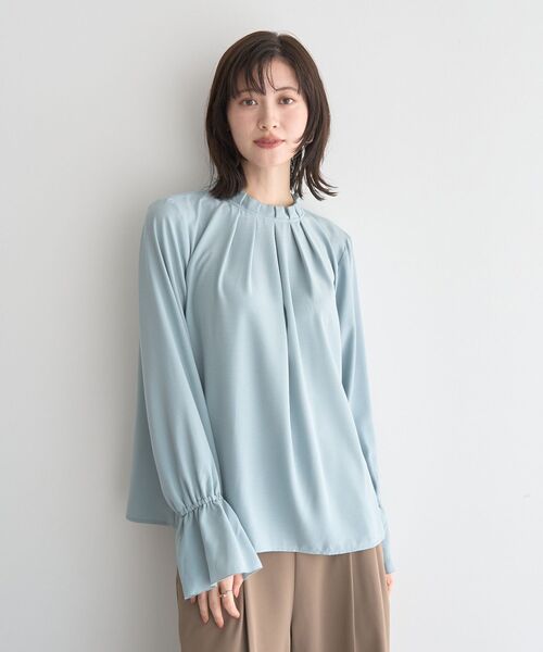 YECCA VECCA（イェッカヴェッカ）の「タックデザインブラウス（シャツ/ブラウス・レディース・ラベンダー/ネイビー/ミント/ライトグレー・FREE）」の6枚目の写真