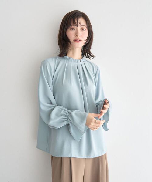 YECCA VECCA（イェッカヴェッカ）の「タックデザインブラウス（シャツ/ブラウス・レディース・ラベンダー/ネイビー/ミント/ライトグレー・FREE）」の7枚目の写真