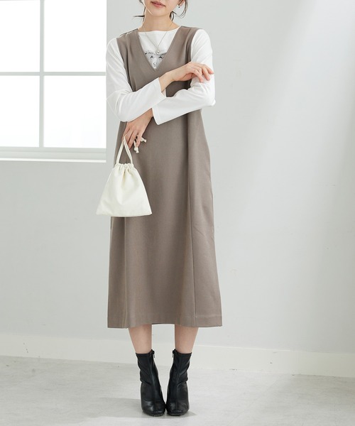 BELLUNA PLUS(ベルーナ)の「体型カバージャンパースカート(スカート・レディース・モカ/チャコール/ブラック・LARGE/X-LARGE/MEDIUM)」の1枚目の写真