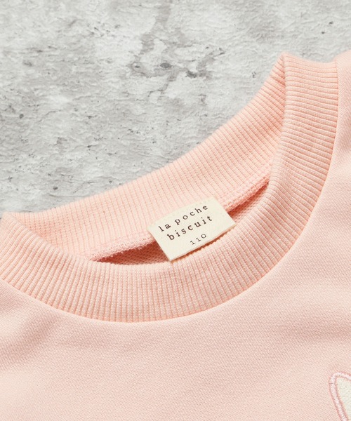 la poche biscuit（ラポシェビスキュイ）の「うさぎアップリケトレーナー（裏毛）（スウェット・キッズ・オフホワイト/ピンク・110/100/90/80/130/120）」の4枚目の写真