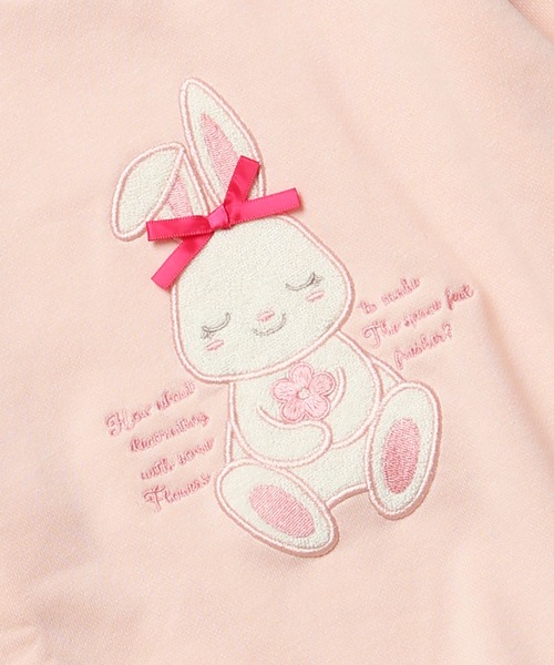 la poche biscuit（ラポシェビスキュイ）の「うさぎアップリケトレーナー（裏毛）（スウェット・キッズ・オフホワイト/ピンク・110/100/90/80/130/120）」の7枚目の写真