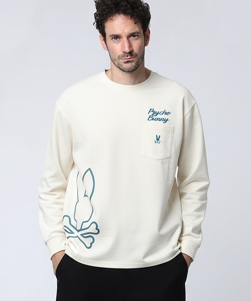 Psycho Bunny(サイコバニー)の「アウトラインBUNNYロゴ ロングスリーブTシャツ(Tシャツ/カットソー・メンズ・ブラック/ホワイト/ライトグレー・X-LARGE/LARGE/MEDIUM/SMALL)」の1枚目の写真