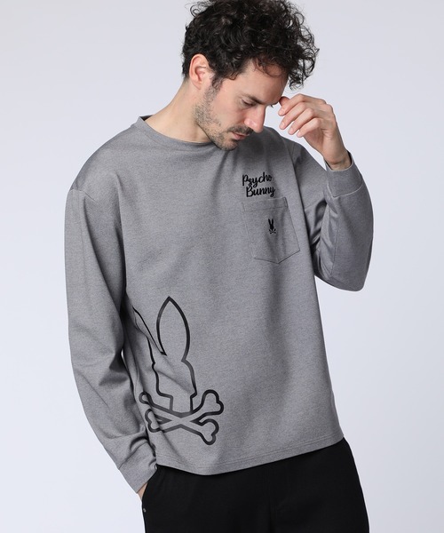 Psycho Bunny(サイコバニー)の「アウトラインBUNNYロゴ ロングスリーブTシャツ(Tシャツ/カットソー・メンズ・ブラック/ホワイト/ライトグレー・X-LARGE/LARGE/MEDIUM/SMALL)」の3枚目の写真