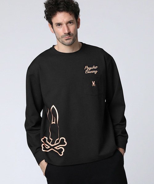 Psycho Bunny(サイコバニー)の「アウトラインBUNNYロゴ ロングスリーブTシャツ(Tシャツ/カットソー・メンズ・ブラック/ホワイト/ライトグレー・X-LARGE/LARGE/MEDIUM/SMALL)」の2枚目の写真