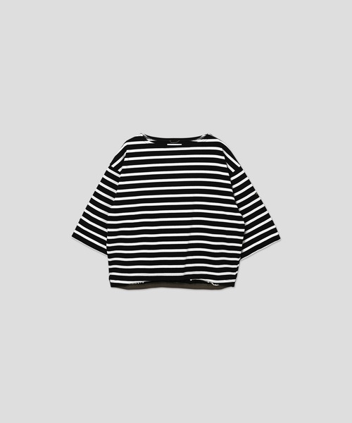 kha:ki（カーキ）の「「KHA:KI / カーキ」バックヘムライン バスクシャツ（Tシャツ/カットソー・レディース・アイボリー/ブラック/ホワイト系8/ブルー系/ホワイト系その他/ブラック×ホワイト・1）」の21枚目の写真