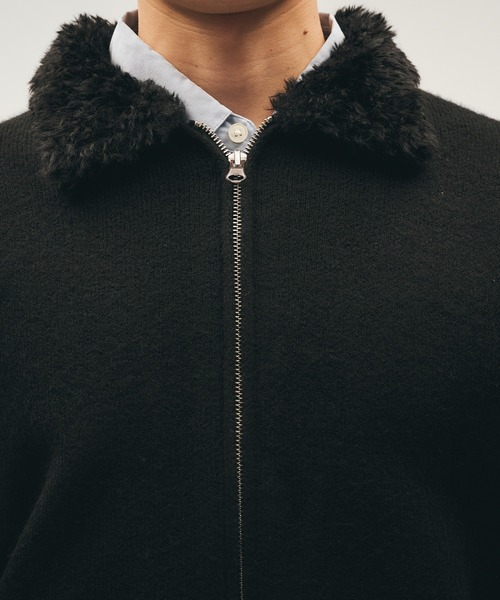 Adoon plain(アドーンプレーン)の「Faux Fur Collar Double Zip Knit / ファーダブルジップニット(ニット/セーター・メンズ・ブラウン/ライトベージュ/ブラック・LARGE/MEDIUM)」の9枚目の写真