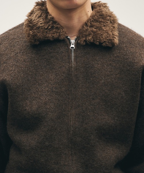 Adoon plain(アドーンプレーン)の「Faux Fur Collar Double Zip Knit / ファーダブルジップニット(ニット/セーター・メンズ・ブラウン/ライトベージュ/ブラック・LARGE/MEDIUM)」の18枚目の写真