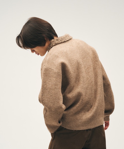 Adoon plain(アドーンプレーン)の「Faux Fur Collar Double Zip Knit / ファーダブルジップニット(ニット/セーター・メンズ・ブラウン/ライトベージュ/ブラック・LARGE/MEDIUM)」の20枚目の写真