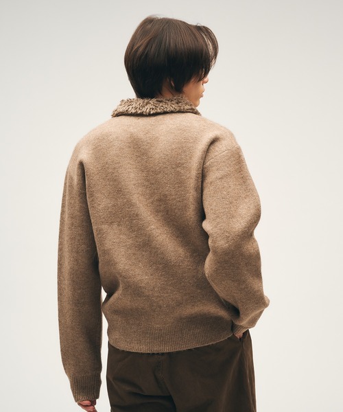 Adoon plain(アドーンプレーン)の「Faux Fur Collar Double Zip Knit / ファーダブルジップニット(ニット/セーター・メンズ・ブラウン/ライトベージュ/ブラック・LARGE/MEDIUM)」の21枚目の写真
