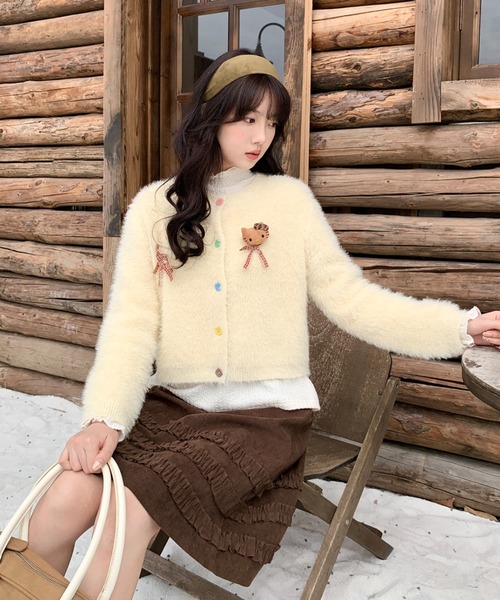 LAC-VERT(ラック・ヴェール)の「コーデュロイミディ丈フリルテープスカート(スカート・レディース・ベージュ/ブラウン・FREE)」の19枚目の写真