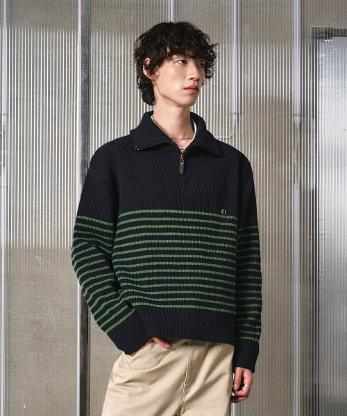 LMOOD(エルムード)の「アンツォープストライプ LD ジップアッププルオーバーニット ネイビー(ニット/セーター・メンズ・その他・44/46/48)」の4枚目の写真