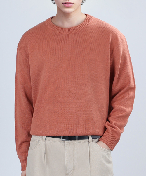 BALANCE ROUND KNIT (CORAL) круговой вязаный пуловер коралловый
