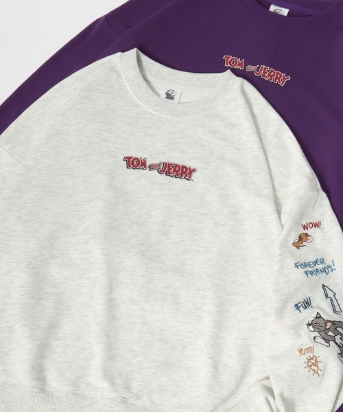 Tom＆Jerry（トムアンドジェリー）の「2026SS Tom and Jerry/トムとジェリー 裏毛 サガラ刺繍 スウェットトレーナー（スウェット・レディース・オレンジ/パープル/オートミール/グリーン/アイボリー/ブラック/グレー/オフホワイト・M/L）」の6枚目の写真