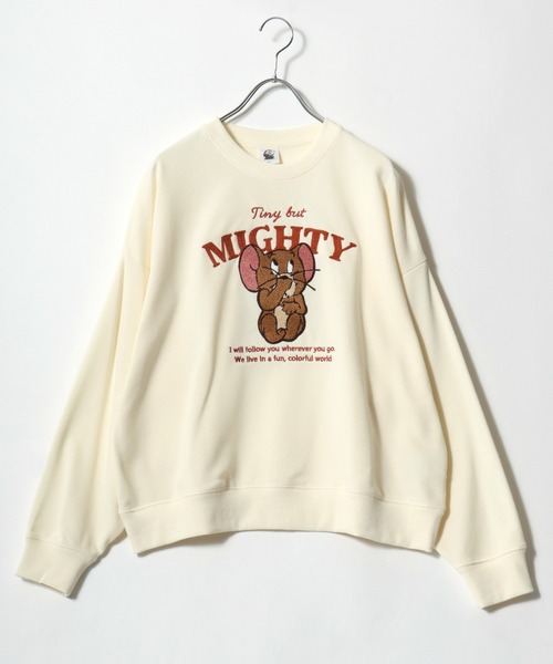 Tom＆Jerry（トムアンドジェリー）の「2026SS Tom and Jerry/トムとジェリー 裏毛 サガラ刺繍 スウェットトレーナー（スウェット・レディース・オレンジ/パープル/オートミール/グリーン/アイボリー/ブラック/グレー/オフホワイト・M/L）」の13枚目の写真