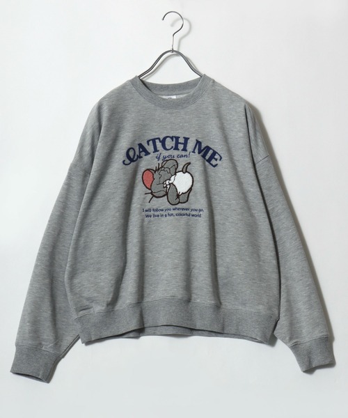 Tom＆Jerry（トムアンドジェリー）の「2026SS Tom and Jerry/トムとジェリー 裏毛 サガラ刺繍 スウェットトレーナー（スウェット・レディース・オレンジ/パープル/オートミール/グリーン/アイボリー/ブラック/グレー/オフホワイト・M/L）」の19枚目の写真