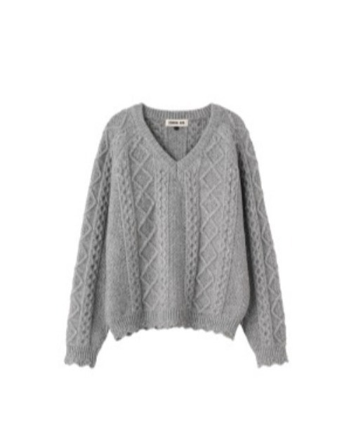 GENERAL IDEA（ジェネラルアイデア）の「scallop cable v-neck pullover スカラップケーブルニットプルオーバー（ニット/セーター・レディース・アイボリー/グレー・S/M/L）」の18枚目の写真
