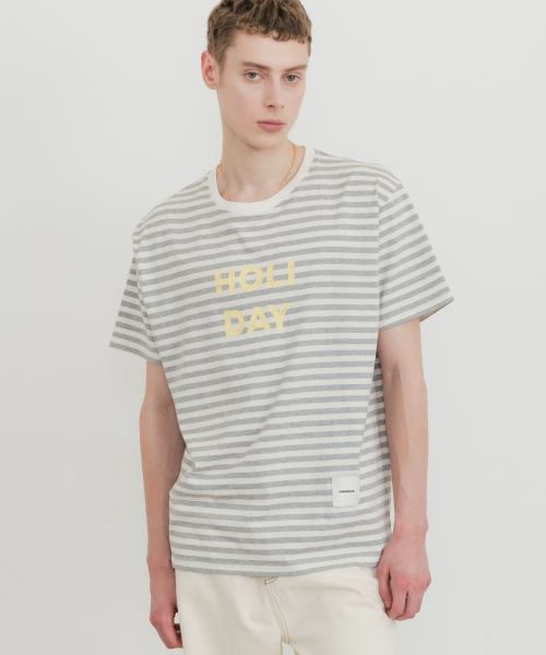 SSIN AND LEE(シンアンドリー)の「ホリデーストライプTシャツメランジグレー(Tシャツ/カットソー・メンズ・その他・MEDIUM/LARGE)」の1枚目の写真