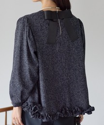 Neige（ネージュ）の「バックリボンツイードフリルトップス（Tシャツ/カットソー）」
