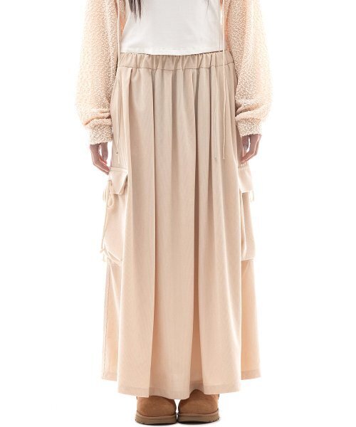 PLASMASPHERE(プラズマスフィア)の「PONNY SKIRT IN BEIGE (コーデュロイフレアスカート)(スカート・レディース・ベージュ・FREE)」の1枚目の写真