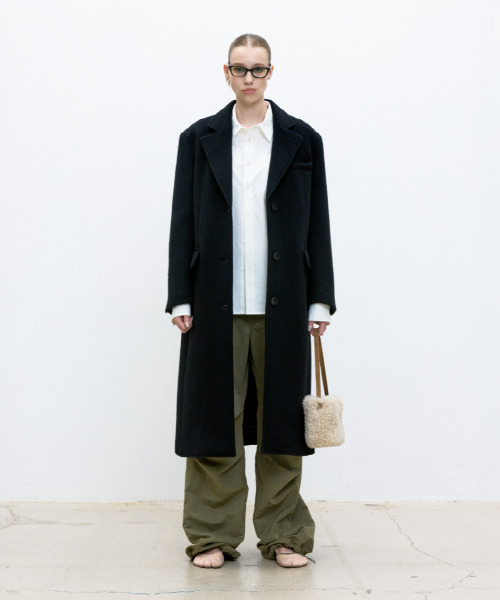 Wool Cashmere Blend Single Coat (Black)