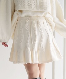 Ruwan yu（ルワンユー）の「ケーブル編みニットミニスカート【大きいサイズ対応】（スカート）」