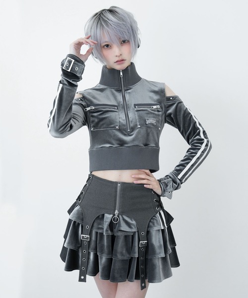 LAZYSLAY ベロアライントップス　ブラック ベロアライントップス（Tシャツ/カットソー）｜LAZYSLAY（レイジー