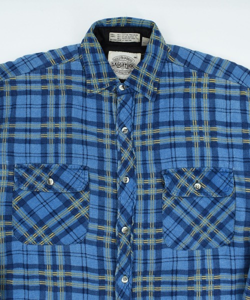 VINTAGE（ヴィンテージ）の「【USED】80’s SAUGATUCK キルティングネル フランネルシャツ（シャツ/ブラウス・メンズ・ブルー・MEDIUM）」の2枚目の写真