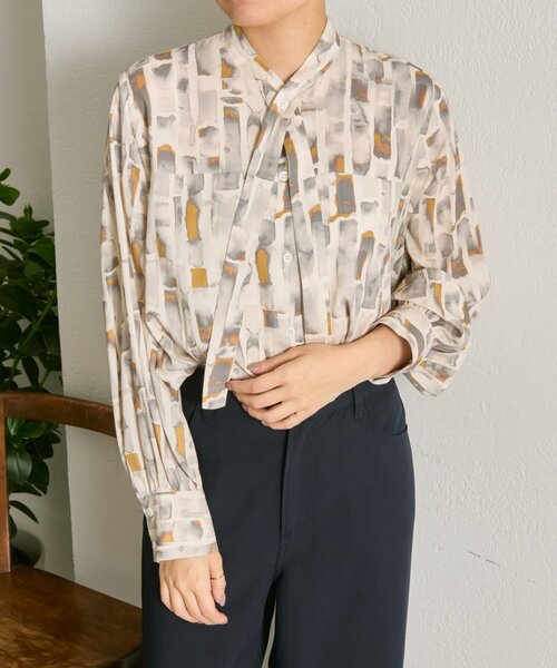 ear PAPILLONNER（イアパピヨネ）の「ボタンタイブラウス【SUM1 STYLE】（シャツ/ブラウス・レディース・ネイビー/ライトグレー・FREE）」の3枚目の写真