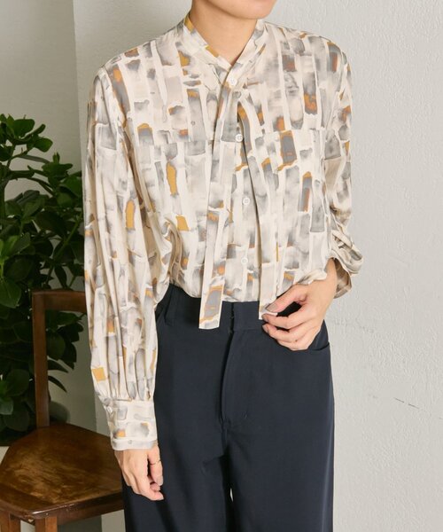 ear PAPILLONNER（イアパピヨネ）の「ボタンタイブラウス【SUM1 STYLE】（シャツ/ブラウス・レディース・ネイビー/ライトグレー・FREE）」の4枚目の写真