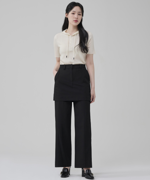 HYEYEONG KIM(ヘヨン キム)の「ナイロンスカートレイヤードトラウザー-ブラック(スラックス・レディース・その他・SMALL/MEDIUM/LARGE)」の2枚目の写真