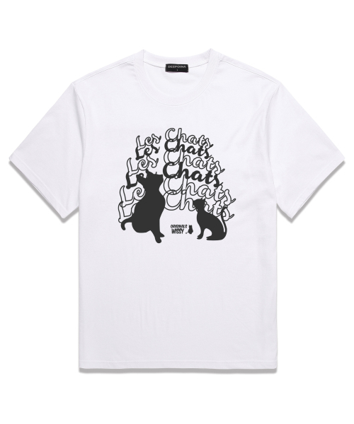 WISSY(ウィッシー)の「CAT CHATTING オーバーサイズ 半袖Tシャツ (WS023) ホワイト(Tシャツ/カットソー・レディース・その他・SMALL/MEDIUM/LARGE/X-LARGE/XX-LARGE)」の1枚目の写真