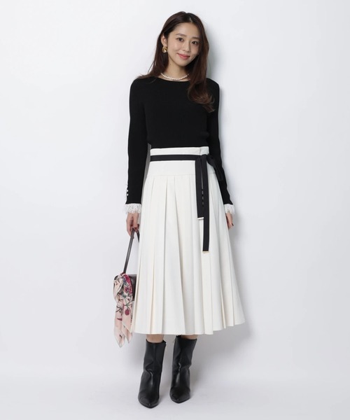 JUSGLITTY(ジャスグリッティー)の「プリーツミディスカート(スカート・レディース・オフホワイト/イエロー系その他・0/1/2)」の5枚目の写真