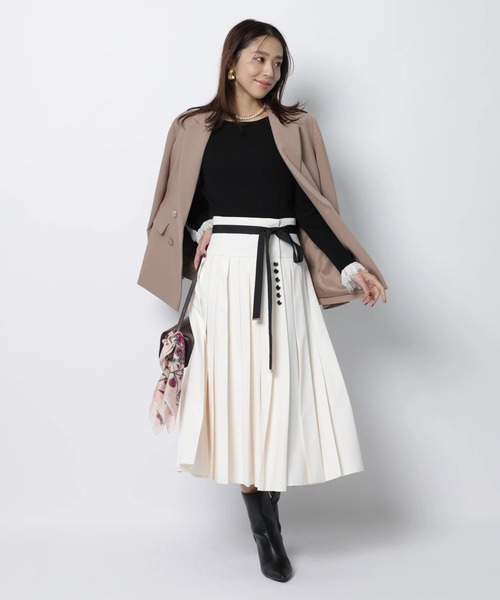 JUSGLITTY(ジャスグリッティー)の「プリーツミディスカート(スカート・レディース・オフホワイト/イエロー系その他・0/1/2)」の10枚目の写真