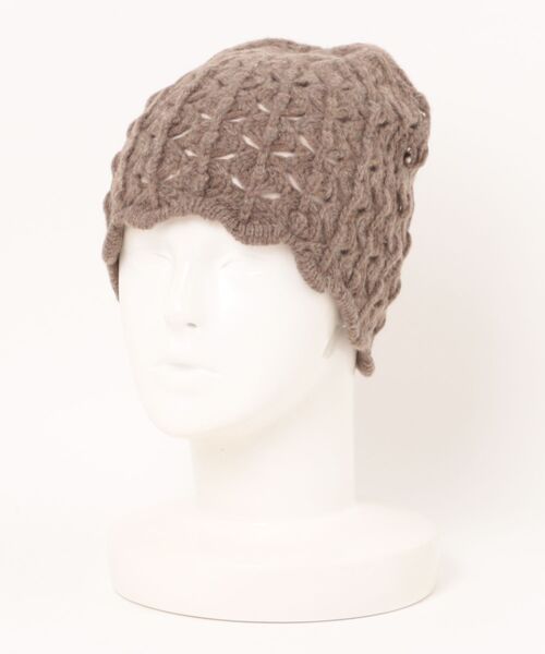 セール】100% ウールパインクロス編みニットキャップ（ニットキャップ