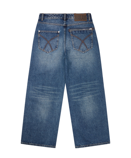Double Zippered Denim Pants (Blue)（デニムパンツ）｜AAKAM