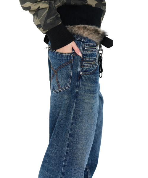 AAKAM（アーカム）の「Double Zippered Denim Pants (Blue)（デニムパンツ・レディース・その他・1/2）」の9枚目の写真