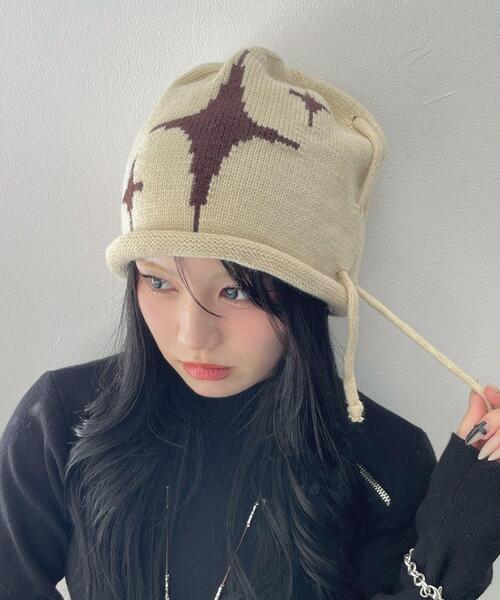 WEGO（ウィゴー）の「WEGO/キラキラジャガードビーニー（ニットキャップ/ビーニー・レディース・ブラック/オフホワイト/グレー・FREE）」の2枚目の写真