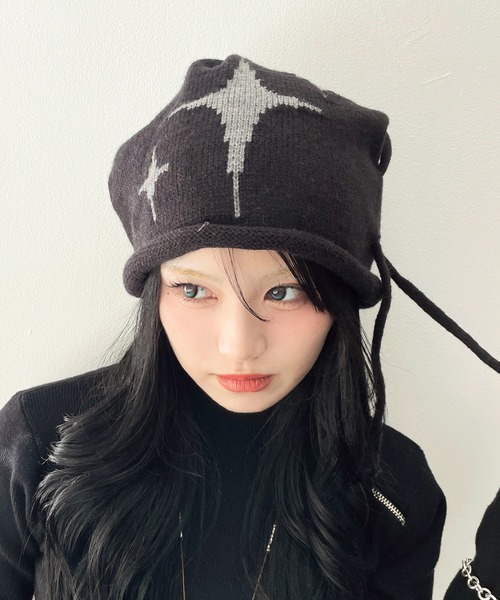 WEGO（ウィゴー）の「WEGO/キラキラジャガードビーニー（ニットキャップ/ビーニー・レディース・ブラック/オフホワイト/グレー・FREE）」の3枚目の写真